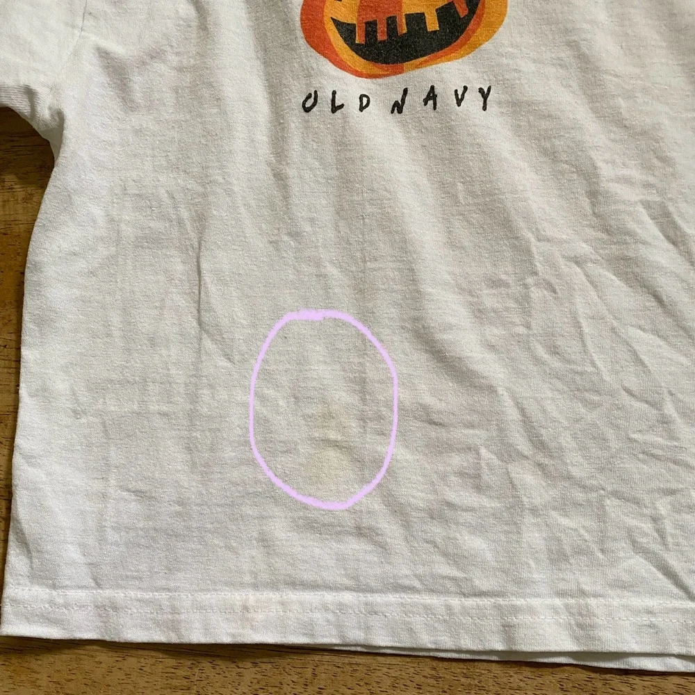 Vintage Old Navy Toddler XXL (24-30 mo) White‎ Cotton Pumpkin Long Sleeve Tee